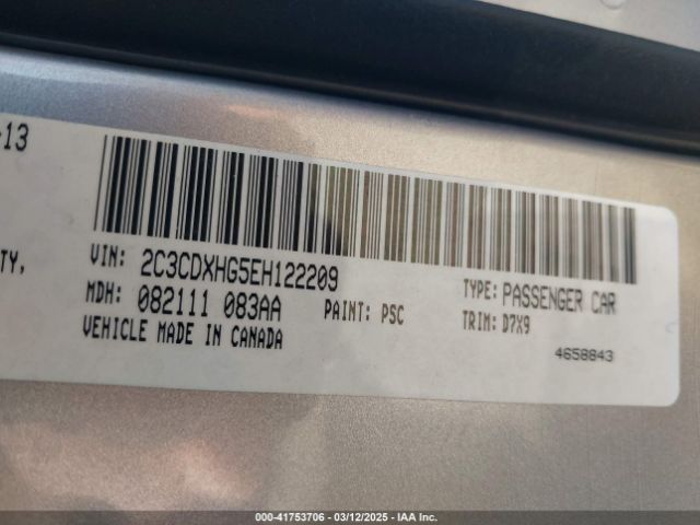 2C3CDXHG5EH122209 Dodge Charger Sxt