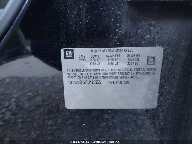 1G1125S32FU125255 Chevrolet Impala 2lt