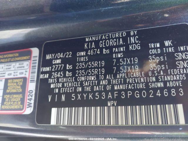 5XYK53AF3PG024683 KIA Sportage Sx-prestige