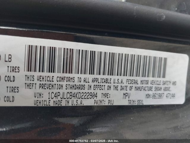 1C4PJLCB4KD222904 Jeep Cherokee Latitude Fwd