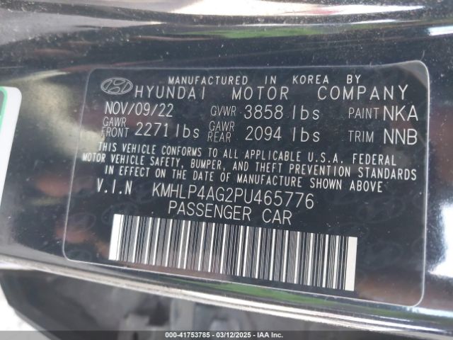 KMHLP4AG2PU465776 Hyundai Elantra Limited