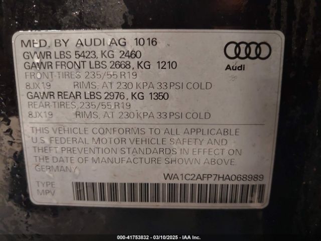 WA1C2AFP7HA068989 Audi Q5 2.0t Premium