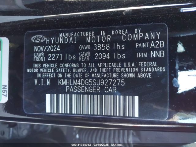 KMHLM4DG5SU927275 Hyundai Elantra Sel Sport