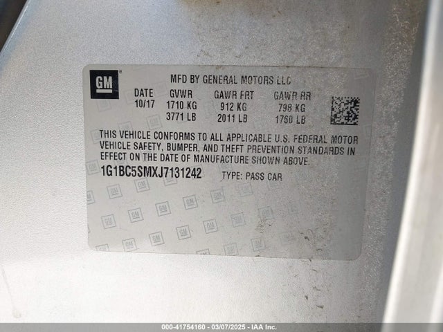 1G1BC5SMXJ7131242 Chevrolet Cruze Ls Auto