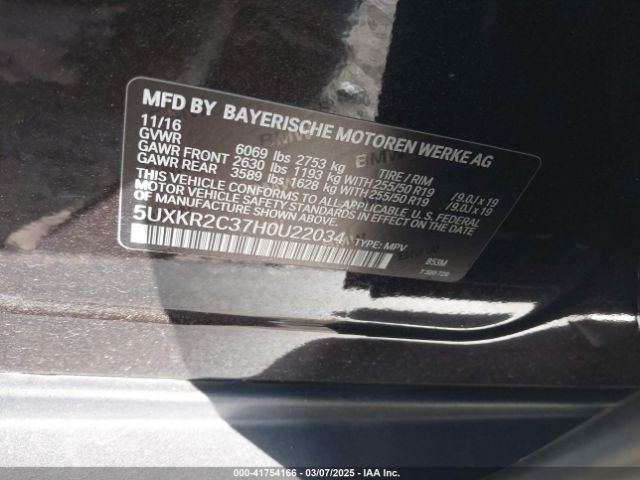5UXKR2C37H0U22034 BMW X5 Sdrive35i