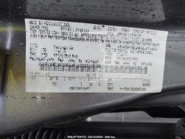 1FADP3E24EL211433 Ford FOCUS S
