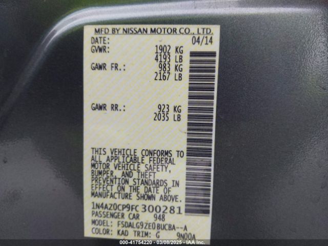 1N4AZ0CP9FC300281 Nissan Leaf Sl