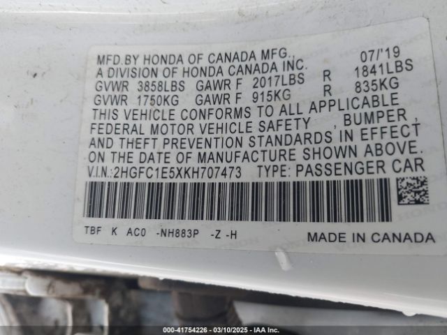 2HGFC1E5XKH707473 Honda CIVIC SI