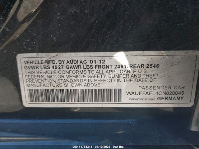 2012 AUDI A4 WAUFFAFL4CN020045 Photo 8