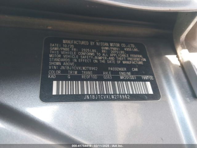 JN1BJ1CVXLW278962 Nissan Rogue Sport S Fwd Xtronic Cvt