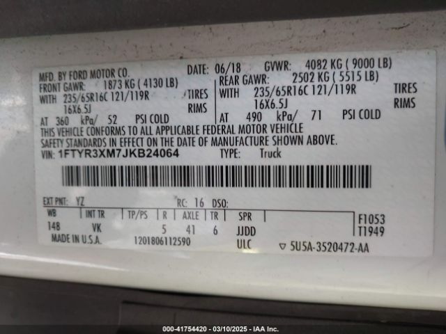 1FTYR3XM7JKB24064 Ford Transit-250