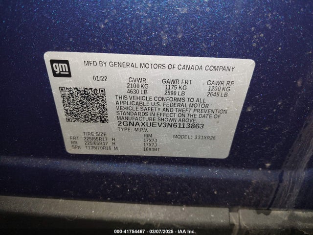 Chevrolet Equinox Awd Lt 2022 2GNAXUEV3N6113863 Image 9