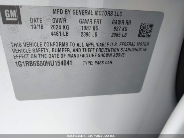1G1RB6S50HU154041 Chevrolet Volt Premier