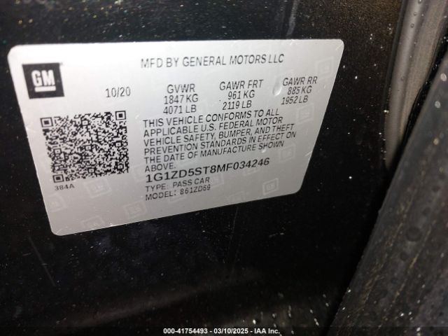 1G1ZD5ST8MF034246 Chevrolet Malibu Fwd Lt