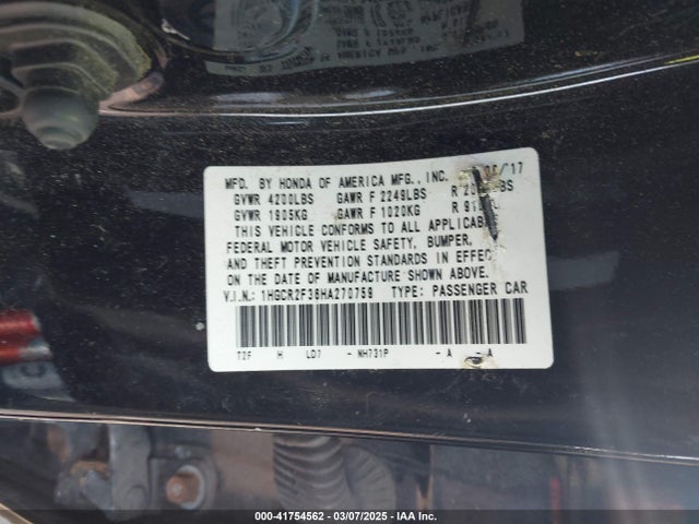 1HGCR2F36HA270759 Honda ACCORD LX