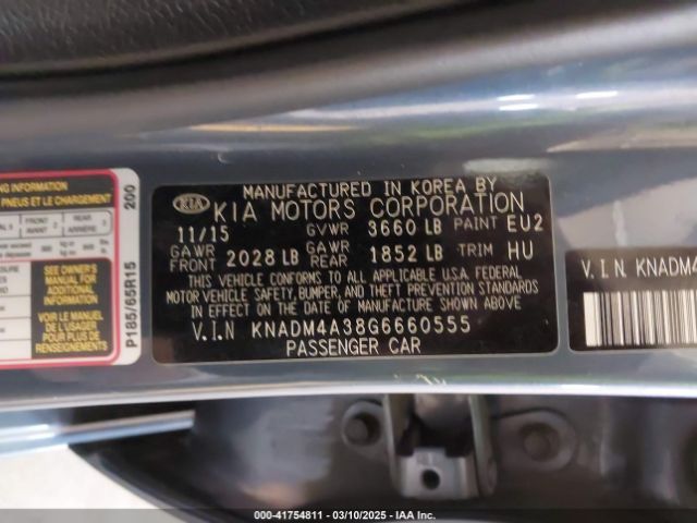KNADM4A38G6660555 KIA RIO LX