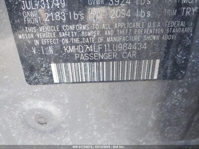 KMHD74LF1LU984434 Hyundai ELANTRA SE