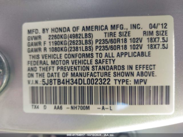 2013 ACURA RDX 5J8TB4H34DL002322 Photo 8