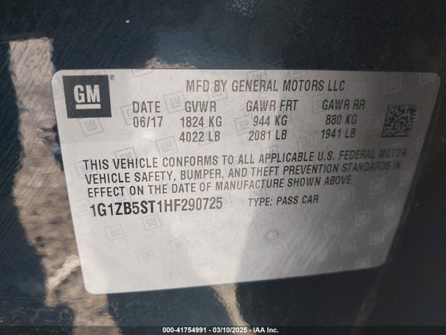 1G1ZB5ST1HF290725 Chevrolet MALIBU LS