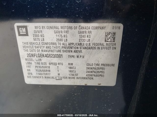 2GNFLGEK4G6230301 Chevrolet Equinox Ltz