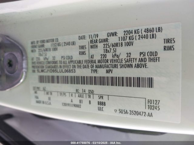 5LMCJ1D95LUL06853 Lincoln Corsair Standard