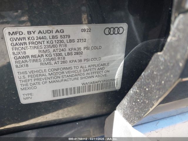 WA1ABAFY1P2025662 Audi Q5 Premium 40 Tfsi Quattro S Tronic