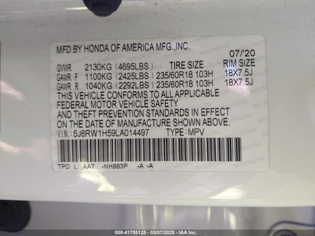 2020 HONDA CR-V 5J6RW1H59LA014497 Photo 8