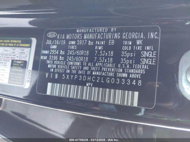 5XYP3DHC2LG033348 KIA Telluride Ex
