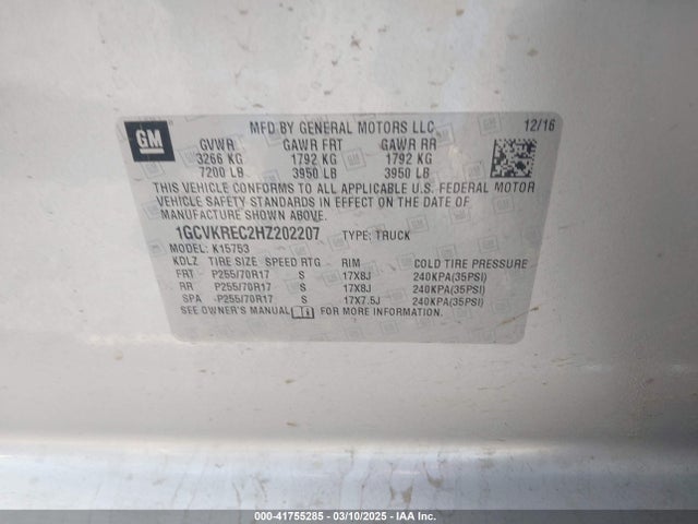 1GCVKREC2HZ202207 Chevrolet Silverado 1500 1lt
