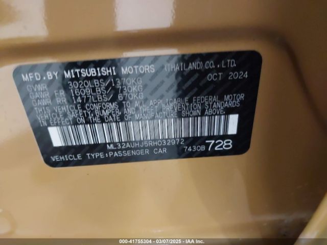 ML32AUHJ5RH032972 Mitsubishi Mirage Es/le