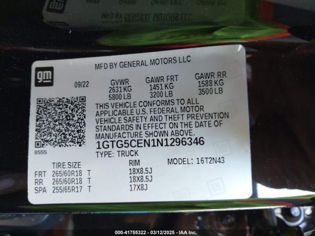 1GTG5CEN1N1296346 GMC Canyon 2wd  Short Box Elevation