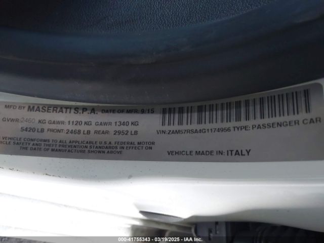 2016 MASERATI GHIBLI ZAM57RSA4G1174956 Photo 8
