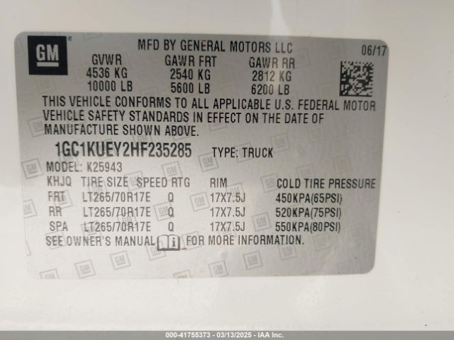 1GC1KUEY2HF235285 Chevrolet Silverado 2500hd Wt