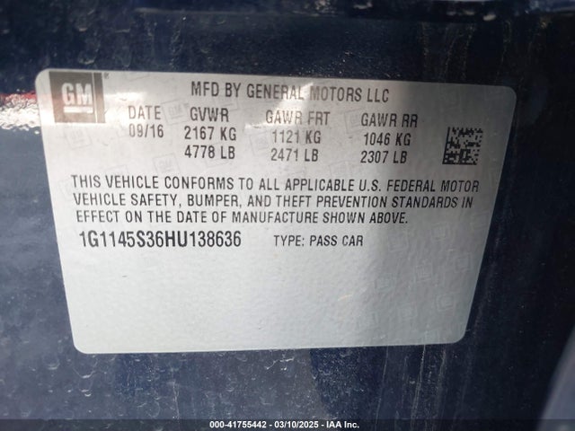 1G1145S36HU138636 Chevrolet IMPALA 2LZ