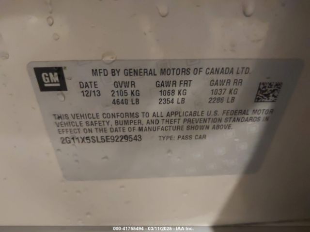 2G11X5SL5E9229543 Chevrolet Impala 1fl