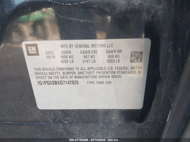 1G1PG5SBXG7147829 Chevrolet Cruze Limited Ltz Auto
