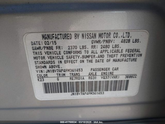 JN1BV7AP4FM341453 Infiniti Q50 Premium