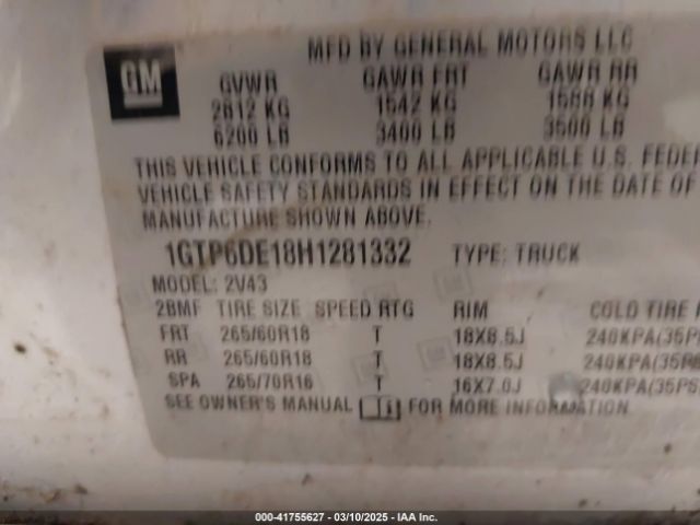 1GTP6DE18H1281332 GMC CANYON SLT