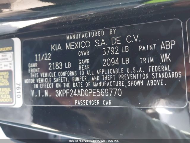 3KPF24AD0PE569770 KIA Forte Lxs