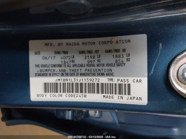 JM1BN1L31J1159272 Mazda Mazda3 Touring