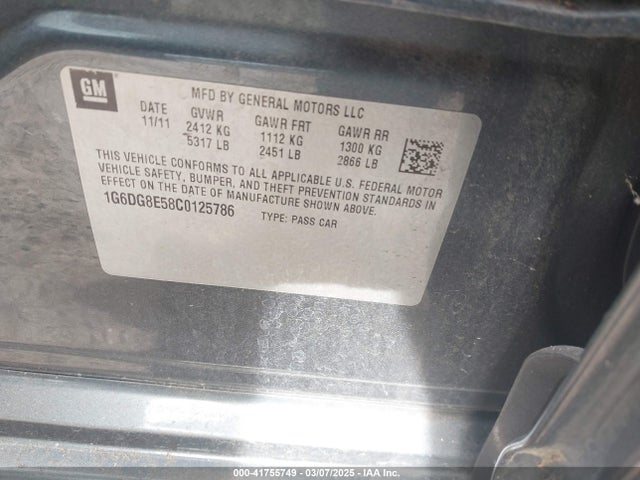 2012 CADILLAC CTS 1G6DG8E58C0125786 Photo 8