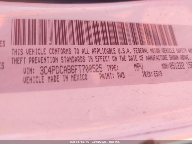 3C4PDCAB6FT700525 Dodge Journey American Value Pkg