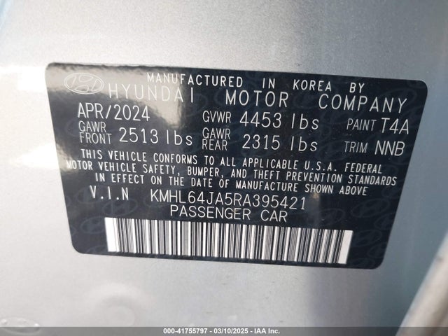 KMHL64JA5RA395421 Hyundai SONATA SEL