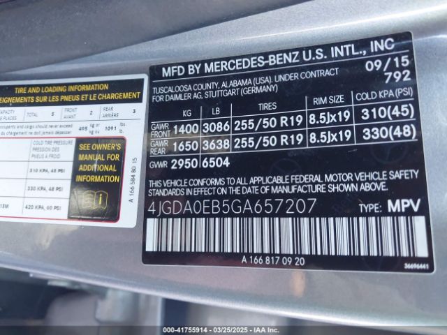 2016 MERCEDES-BENZ GLE 300D 4JGDA0EB5GA657207 Photo 8