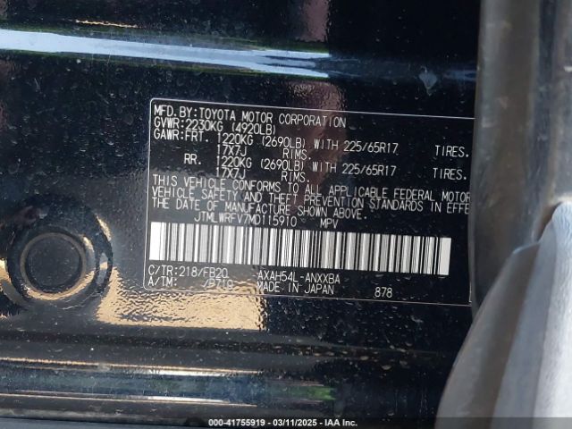 JTMLWRFV7MD115910 Toyota Rav4 Hybrid Le