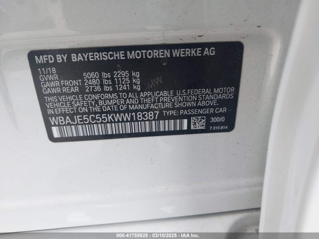 WBAJE5C55KWW18387 BMW 540I