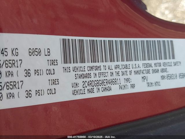 2C4RDGBG0ER406811 Dodge Grand Caravan American Value Pkg