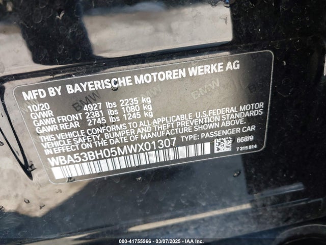 WBA53BH05MWX01307 BMW 530I