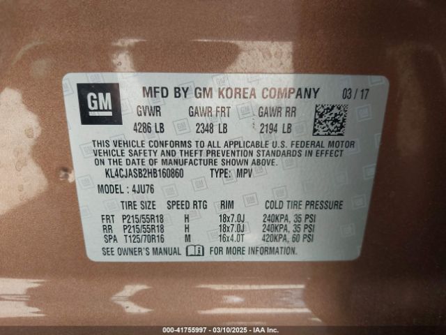 KL4CJASB2HB160860 Buick Encore Preferred