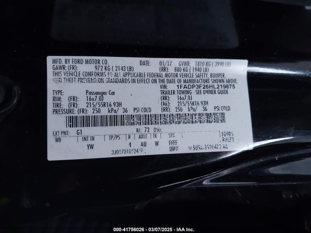 Ford FOCUS SE 2017 1FADP3F26HL219875 Image 9